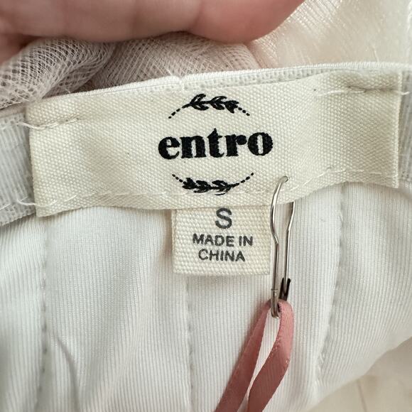 Entro Tulle Banded Strapless Top Sz S Blush Beige Coquette Ruffle Feminine New - Picture 8 of 11